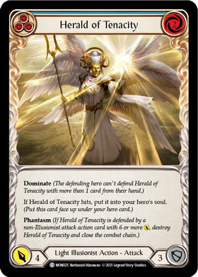 Herald of Tenacity (Blue) [MON025] [Monarch] 1st Edition Rainbow Foil