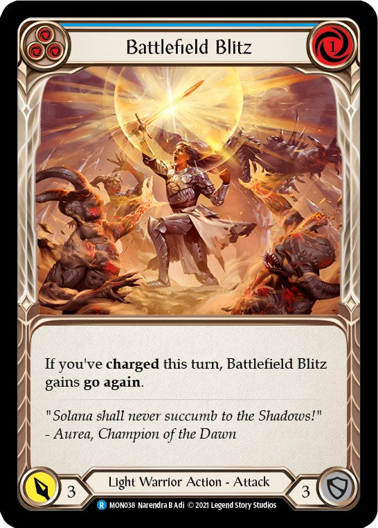 Battlefield Blitz (Blue) [MON038] [Monarch] Unlimited Edition Rainbow Foil