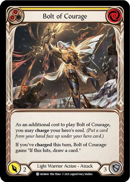Bolt of Courage (Yellow) [MON043] [Monarch] Unlimited Edition Rainbow Foil