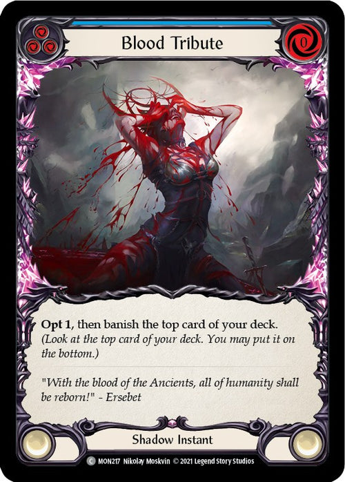 Blood Tribute (Blue) [MON217] [Monarch] 1st Edition Rainbow Foil