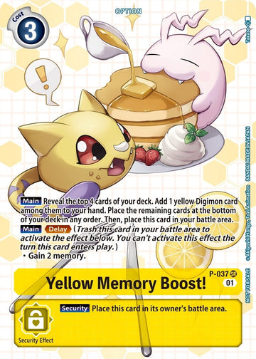 Yellow Memory Boost! (Next Adventure Box Promotion Pack) [P-037] [Digimon Promotion Cards] Foil