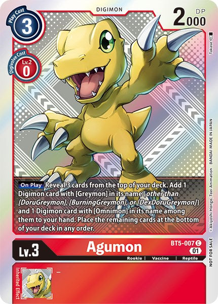 Agumon (New Awakening Pre-Release Tournament Winner Card) [BT5-007 C] [New Awakening Pre-Release Cards] Foil