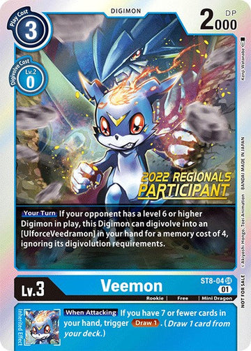 Veemon (2022 Championship Online Regional) [Online Participant] [ST8-04 SR] [ Ulforce Veedramon] Foil