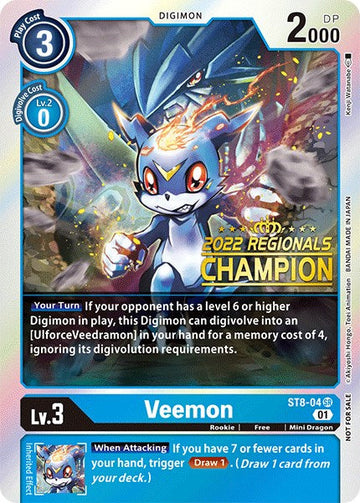 Veemon (2022 Championship Online Regional) [Online Champion] [ST8-04 SR] [ Ulforce Veedramon] Foil