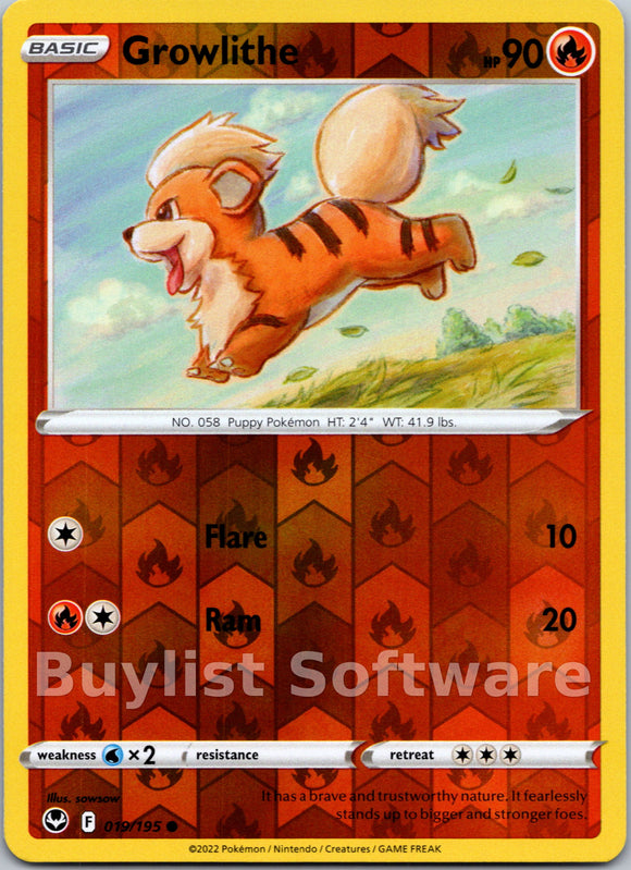 Growlithe [019/195] [Silver Tempest] Reverse Holofoil