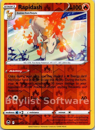 Rapidash [022/195] [Silver Tempest] Reverse Holofoil