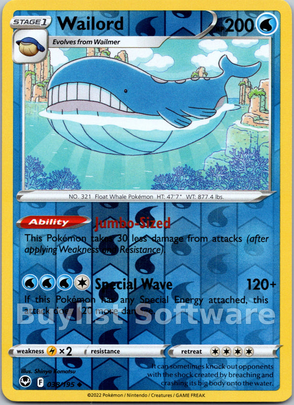 Wailord [038/195] [Silver Tempest] Reverse Holofoil