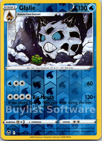 Glalie [042/195] [Silver Tempest] Reverse Holofoil