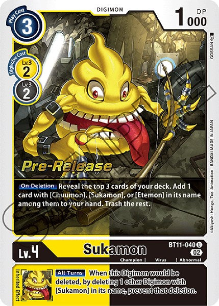 Sukamon [BT11-040] [Dimensional Phase Pre-Release Cards] Foil