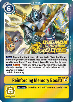 Reinforcing Memory Boost! (Judge Pack 3) [BT6-100] [Double Diamond] Foil