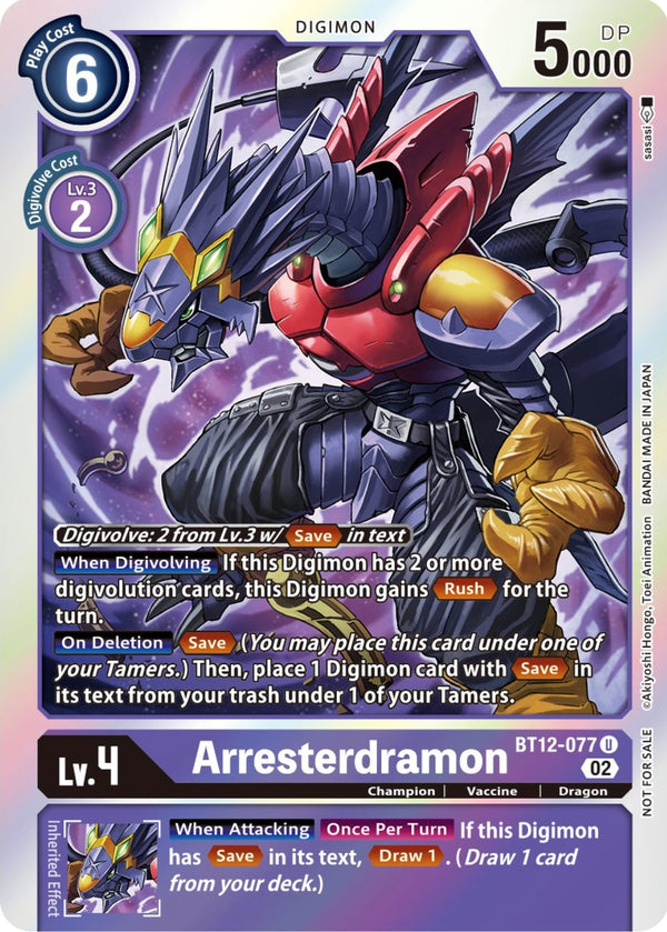 Arresterdramon (Box Topper) [BT12-077] [Across Time] Foil