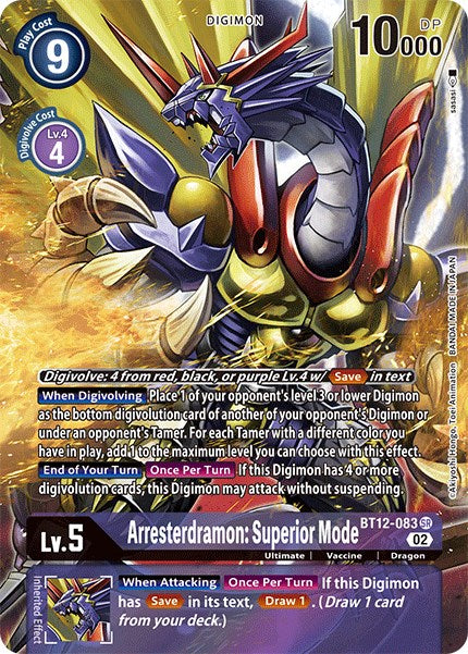 Arresterdramon: Superior Mode (Alternate Art) [BT12-083] [Across Time] Foil