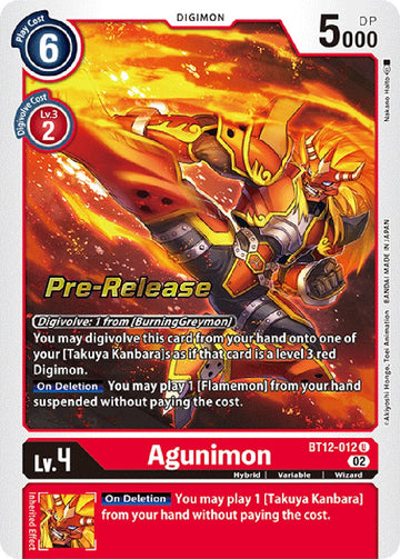 Agunimon [BT12-012] [Across Time Pre-Release Cards] Foil