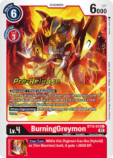 BurningGreymon [BT12-013] [Across Time Pre-Release Cards] Foil