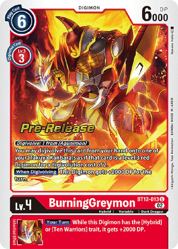 BurningGreymon [BT12-013] [Across Time Pre-Release Cards] Foil