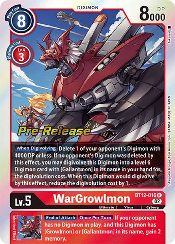 WarGrowlmon [BT12-016 R] [Across Time Pre-Release Cards] Foil