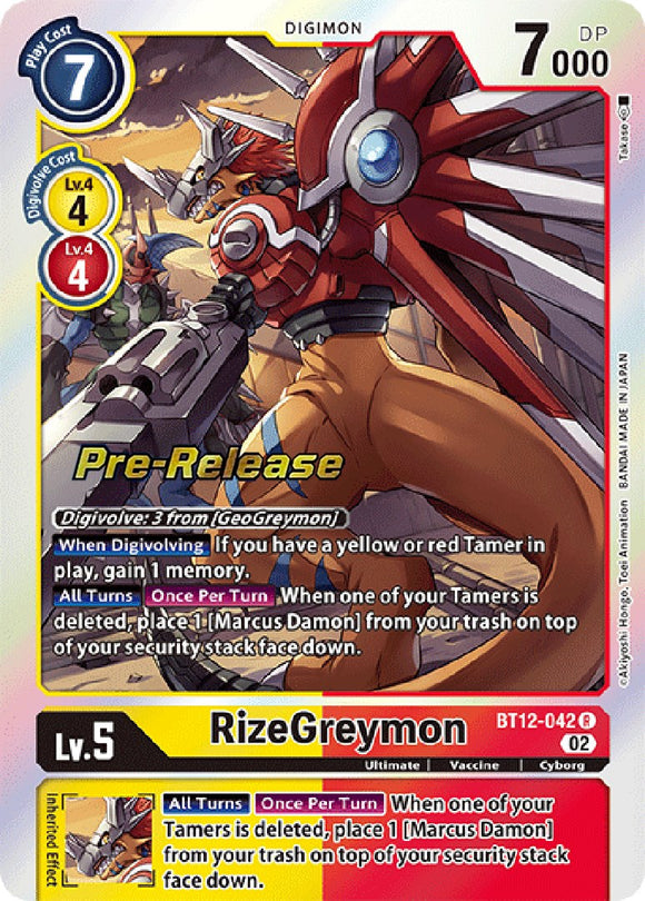 RizeGreymon [BT12-042] [Across Time Pre-Release Cards] Foil