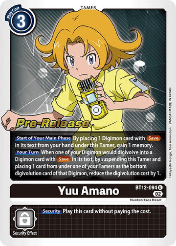 Yuu Amano [BT12-094 U] [Across Time Pre-Release Cards] Foil