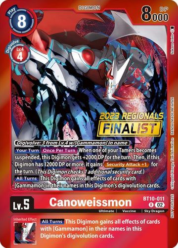 Canoweissmon (2023 Regionals Finalist) [BT10-011] [Xros Encounter] Foil