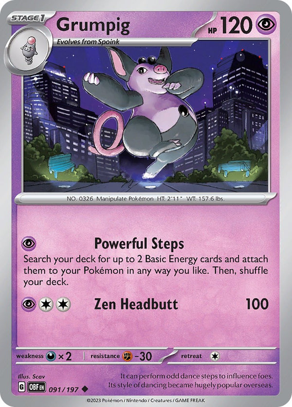 Grumpig [091/197] [Obsidian Flames] Reverse Holofoil