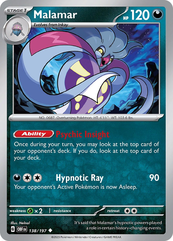 Malamar [138/197] [Obsidian Flames] Reverse Holofoil