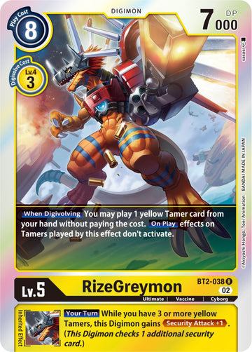 RizeGreymon (Resurgence Booster Reprint) [BT2-038] [Resurgence Booster] Foil