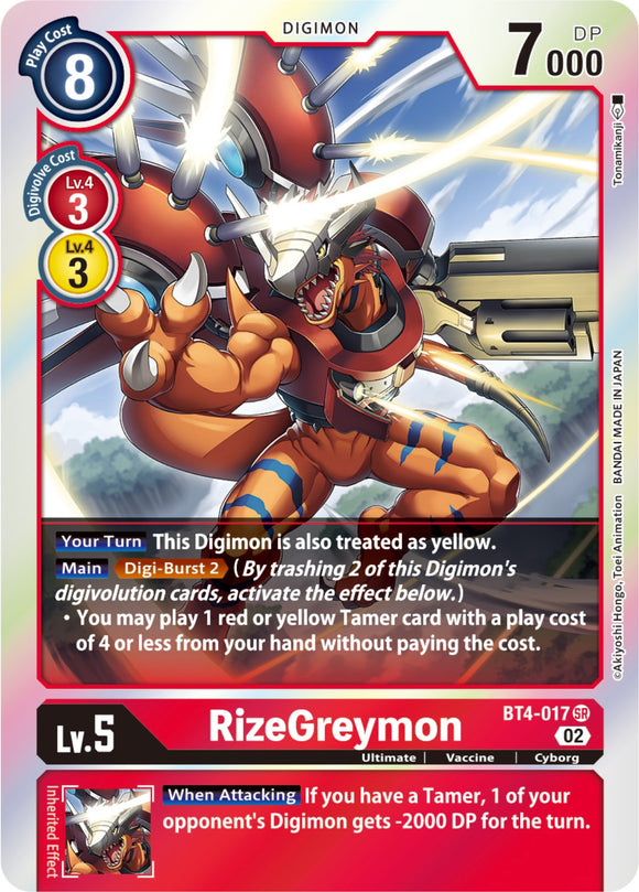 RizeGreymon (Resurgence Booster Reprint) [BT4-017] [Resurgence Booster] Foil