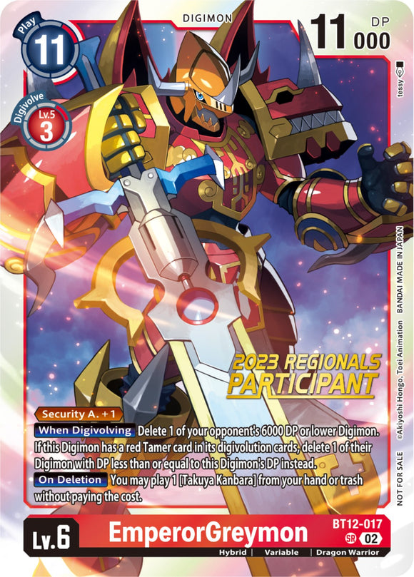 EmperorGreymon (2023 Regionals Participant) [BT12-017] [Across Time] Foil