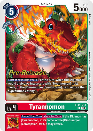 Tyrannomon [BT14-013 U] [Blast Ace Pre-Release Cards] Foil