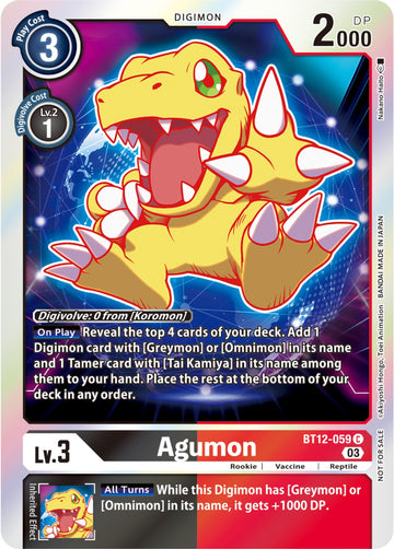 Agumon - BT12-059 (Official Tournament Pack Vol.11) [BT12-059 C] [Across Time] Foil
