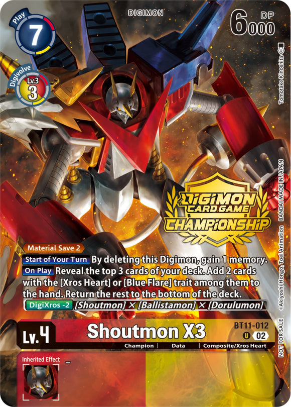 Shoutmon X3 (Championship 2023 Tamers Pack) [BT11-012] [Dimensional Phase] Foil