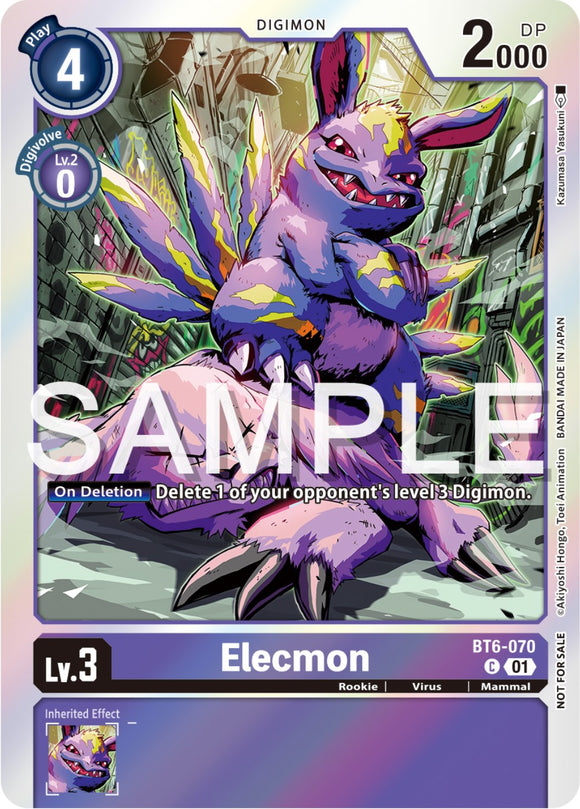 Elecmon (Official Tournament Pack Vol.12) [BT6-070] [Double Diamond] Foil