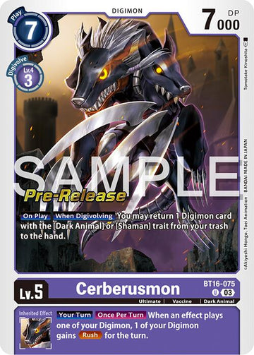 Cerberusmon [BT16-075] [Beginning Observer Pre-Release Cards] Foil
