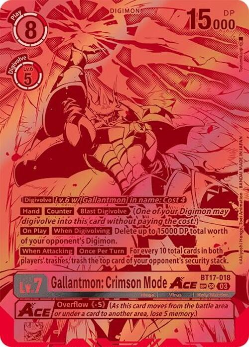 Gallantmon: Crimson Mode ACE (Textured) [BT17-018] [Secret Crisis] Foil