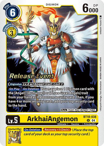 ArkhaiAngemon [BT18-038] [Release Special Booster 2.0 Celebration Event Cards] Foil