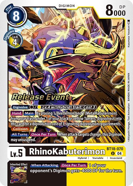 RhinoKabuterimon [BT18-070] [Release Special Booster 2.0 Celebration Event Cards] Foil