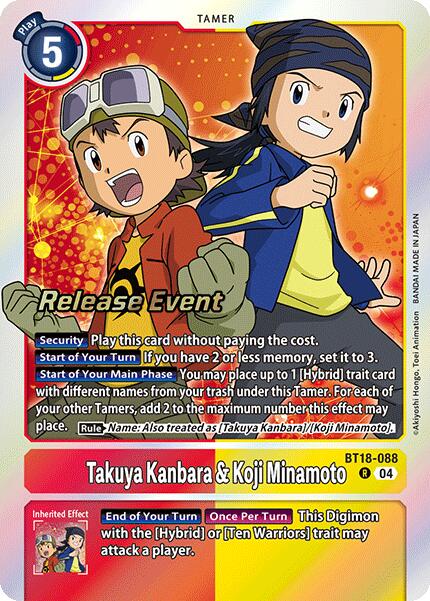 Takuya Kanbara & Koji Minamoto [BT18-088] [Release Special Booster 2.0 Celebration Event Cards] Foil