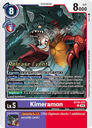 Kimeramon [BT19-070] [Release Special Booster 2.0 Celebration Event Cards] Foil