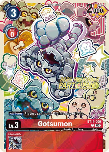 Gotsumon (2025 Regionals Participant) [BT14-009] [Blast Ace] Foil