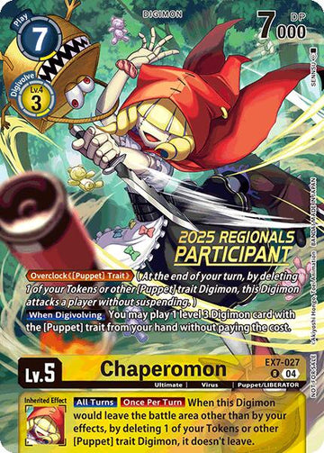Chaperomon (2025 Regionals Participant) [EX7-027] [Digimon LIBERATOR] Foil