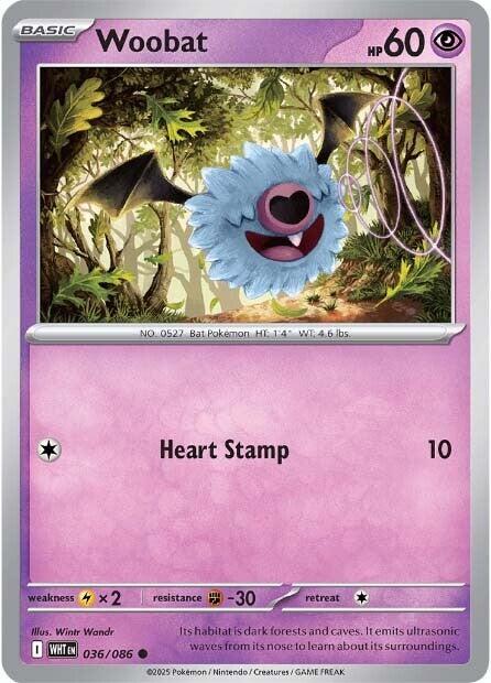 Woobat [036/086] [White Flare] Reverse Holofoil