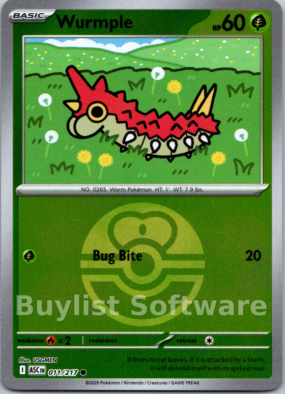 Wurmple (Love Ball) [011/217] [Ascended Heroes] Reverse Holofoil