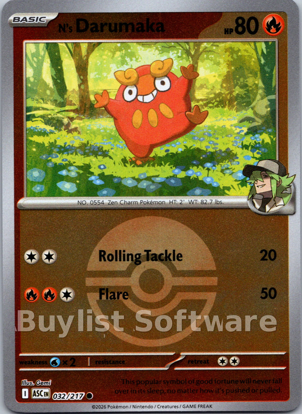 N's Darumaka (Poke Ball) [032/217] [Ascended Heroes] Reverse Holofoil