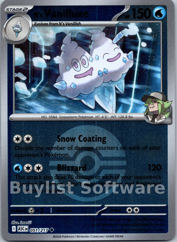 N's Vanilluxe (Poke Ball) [051/217] [Ascended Heroes] Reverse Holofoil