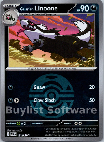 Galarian Linoone (Dusk Ball) [131/217] [Ascended Heroes] Reverse Holofoil