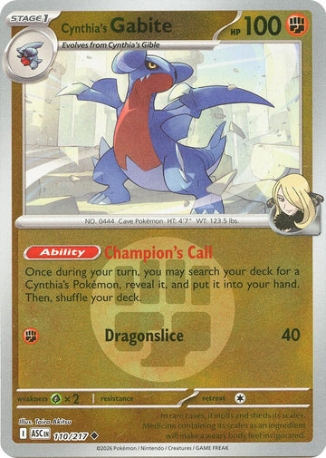 Cynthia's Gabite (Energy Symbol Pattern) [110/217] [Ascended Heroes] Reverse Holofoil