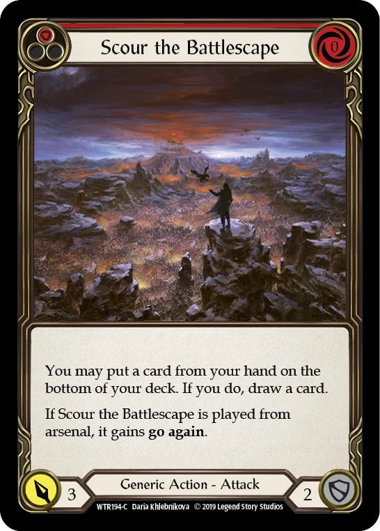7f998800-094f-4d95-9b49-c412d4de43f2 | fab-wtr194-1en-welctorath-r-com-nm | Scour the Battlescape (Red)