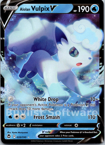 Alolan Vulpix V [033/195] [Silver Tempest] Holofoil