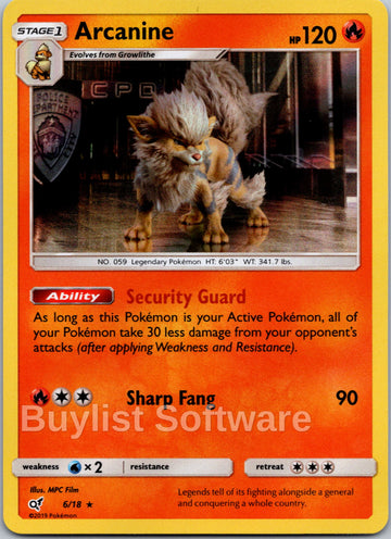 Arcanine [6/18] [Detective Pikachu] Holofoil