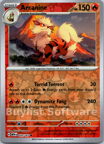 Arcanine [059/165] [Scarlet & Violet 151] Reverse Holofoil